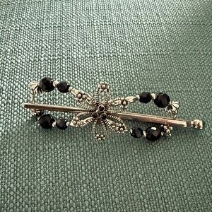 Silver and Black Floral Hair Clip